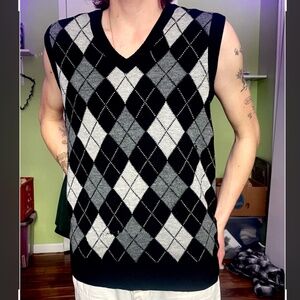 B&W Argyle Sweater Vest